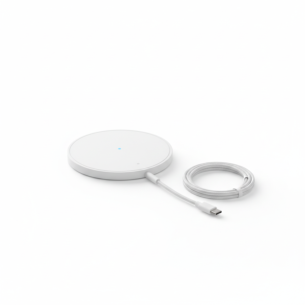 Wireless Charging Pad 15W slim white round