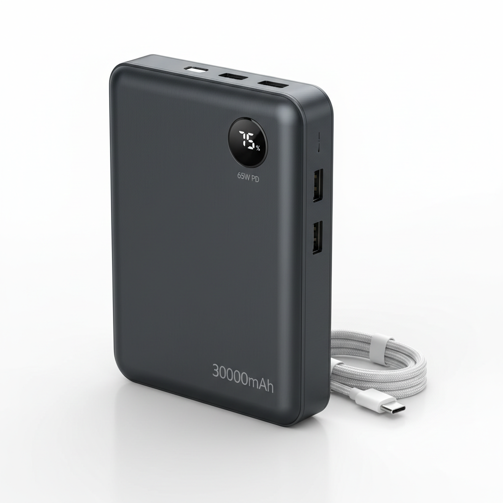 30000mAh 65W Laptop Power Bank dark grey with LCD display