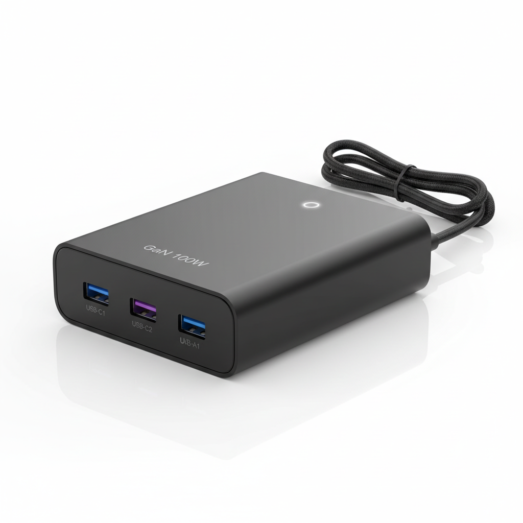 4-Port 100W GaN Fast Charging Station black