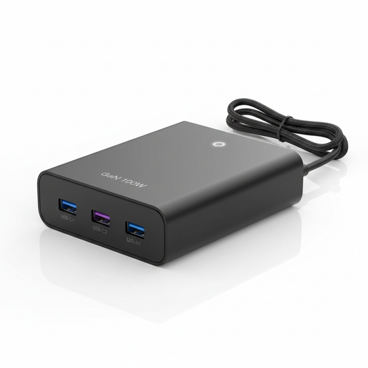 4-Port 100W GaN Fast Charging Station black