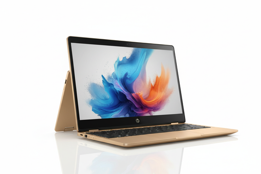 HP Pavilion x360 14 gold convertible tent mode