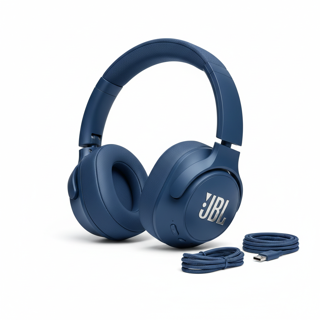 JBL Live 770NC wireless noise cancelling headphones blue