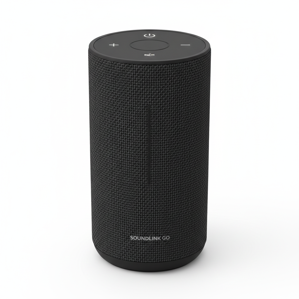Portable Bluetooth Speaker black cylindrical fabric mesh
