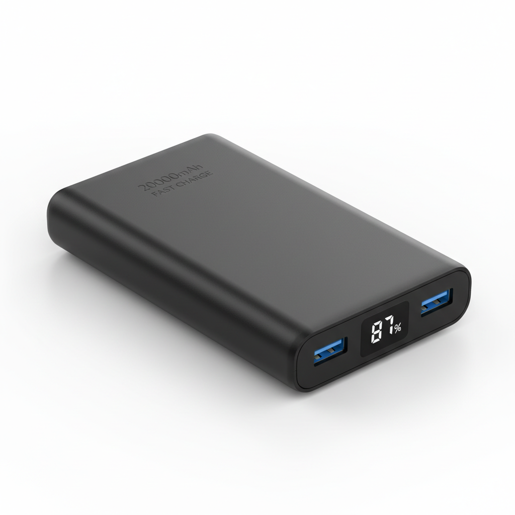 20000mAh Fast Charge Power Bank black with display