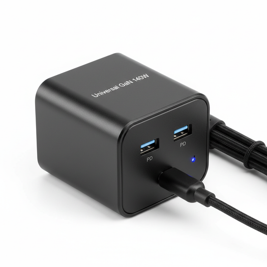 Universal GaN 140W Laptop Charger with 3 ports